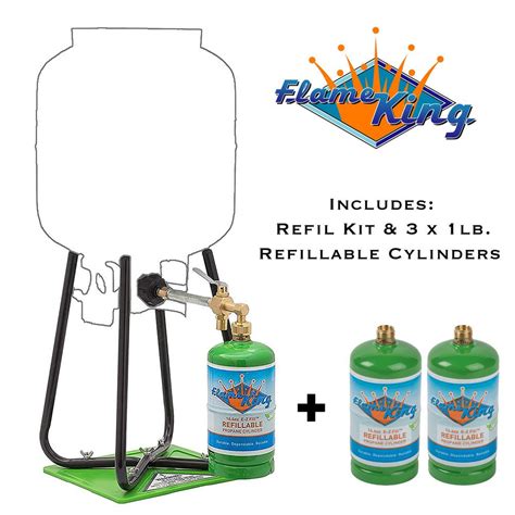 Safe, affordable, and green, this <strong>kit</strong> includes a one pound cylinder and <strong>kit</strong> for <strong>refilling</strong> at home. . Flame king refill kit